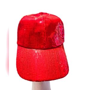 ``RH25739 NNT Red Sequined Baseball Cap